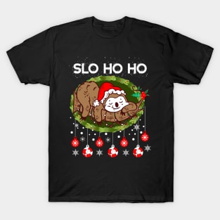 Christmas Sloth Santa Slo HO HO T-Shirt